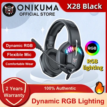 ONIKUMA X28 RGB Dinamic Rechin Profesionale Gmaing Căști Stereo Surround Sunet Omnidirectional HD Microfon pentru PC PS4 Xbox Telefon
