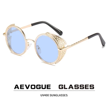 AEVOGUE Shades ochelari de Soare pentru Femei ochelari de Soare Retro Pentru Barbati Ochelari rotunzi de Moda ochelari de Soare Ochelari UV Metal Punk AE1268