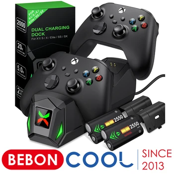 -C tip Încărcător stație de Andocare Pentru Xbox One/Xbox One S/X/Xbox Seria X/S Wireless Controller + 2 x 2550mAh Baterie Reîncărcabilă Cu Capace