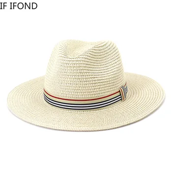Femeile Margine Largă Pălării de Soare 2021 Primavara-Vara Moda Panama UV de Protecție solară Plajă Paie Capac Barbati Casual în aer liber Jazz Capac