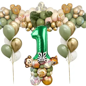 28pcs/set Animal Sălbatic Balon Turnul cu 1-9 Număr Verde Baloane pentru Copii Jungle Safari Petrecere de Ziua de Decorare DIY Aprovizionare