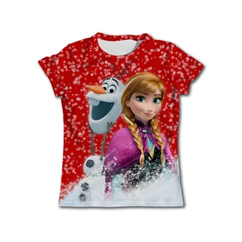 Frumoase Frozen Elsa T-shirt Pentru Copii, Haine Fete Disney tricouri Copii de Vara cu Maneci Scurte Copilul Tricouri Cadou de Ziua 2-14T