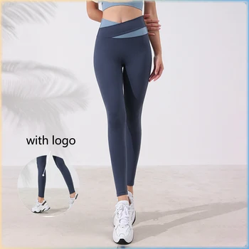 Fără Sudură Pantaloni De Yoga Cu Logo-Ul Femei Stretch Crossover De Talie Mare De Piersici Hip Jambiere Largi Picior Abdominale Sport Fitness Jambiere