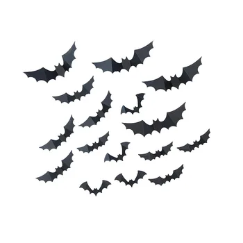 32pcs Decor de Halloween 3D Lilieci 4 Dimensiuni Diferite Realist PVC Negru Înfricoșător Bat Autocolant pentru Perete Decor Acasă Decal