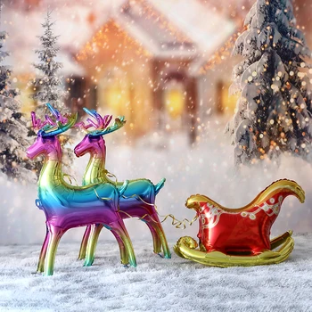 Crăciun în Picioare de Cerb 4D Baloane Folie Gradient de Culoare Aur Elan Sanie Mos craciun Gonflabil Minge de Crăciun Petrecere de Anul Nou Decorare Jucării