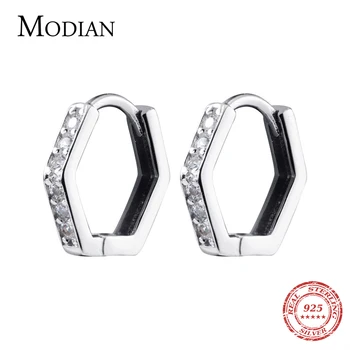 Modian 925 Sterling Silver Formă Hexagonală Hoop Cercei pentru Femei Clar CZ Nunta Logodna Bijuterii de Brand Feminin Cadouri