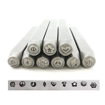 3mm Metal Ștanțare Set Zâmbet Inima, Stele, Flori de Modele de Bijuterii Personalizate Timbru de Piele Perforator Kit Grava Aluminiu Argintiu Bratara