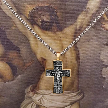 [316L din Oțel Inoxidabil] Religioase Crucea Creștinismului Isus Salvatorul Catolică Evanghelia Pandantiv Colier Unisex Cadou