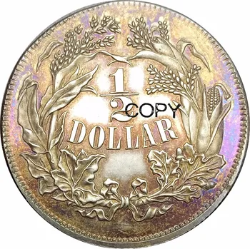 Statele unite ale Americii 1859 50C Jumătate 1/2 Dolar Liberty Cap de Alama Placat cu Argint Copia Monede