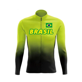 BRAZILIA Ciclism Jersey 2022 Vara Barbati iute Uscat Maneca Lunga Munte Biciclete Ciclism Tricouri MTB Sport de Curse Uniformă