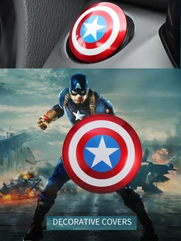 Disney Marvel Captain America 3D Masina Autocolante de Interior Iron Man Stil Motor Auto Start-Stop Buton de Apăsare Capacul Accesoriile