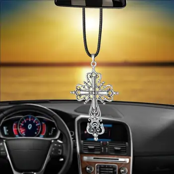 Masina Ornament Pandantiv Cruce De Metal Isus Creștin Auto Oglinda Retrovizoare Agățat De Styling Auto Accesorii Auto Cadouri Decor