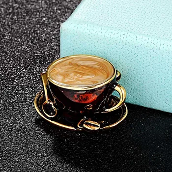 Zlxgirl bijuterii Ceașcă de Cafea Lingura Forma de Disc Broșe buchet pentru femei și bărbați cadouri partid de moda cutie bărbați hijab ace