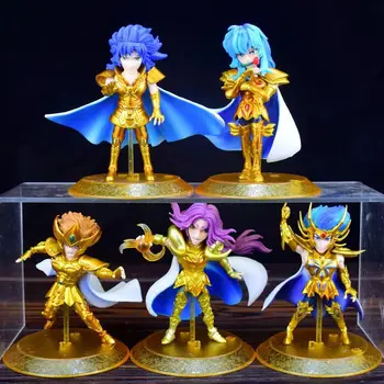 5Pcs/Set de Aur-Saint Figura Anime Seiya Legenda Sanctuarului Figurine Jucarii din PVC de Colectare Model de Păpuși Decor pentru Copii Cadouri