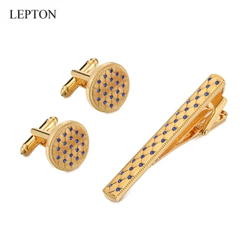 Low-Cheie de Cristal de Lux Butoni pentru Barbati Matel Culoare de Aur, butoni și Cravată Clip Set de Nunta Mirele Buton Relojes Gemelos