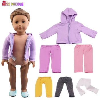 18 inch American Doll Rece Violet Hanorac Haine Papusa Pantaloni Pentru 43 cm Nou-Nascuti Accesorii Papusa Roz Pantofi Cu Sosete