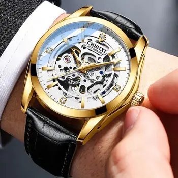 CHENXI Ceas de mana Barbati Relogio Masculino Moda Luminoasă Automată Mecanice din Piele Ceasuri Impermeabil Sporturi Ceas Pentru Bărbați
