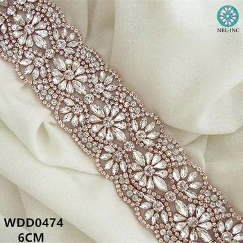 (10 METRI)en-Gros handmaded de mireasa cu margele de argint cristal clar stras aplicatiile trim fier pentru rochie de mireasa cercevea WDD0474