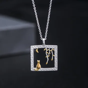 s925 argint moda creative luna pandantiv pisica de sex feminin nișă design salcie pisică colier en-gros cadou