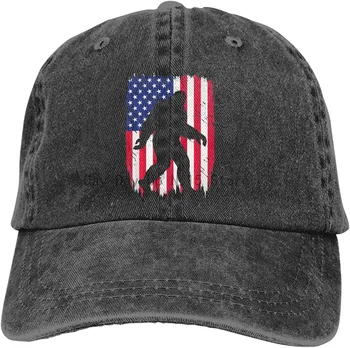 Bigfoot Cadouri Amuzante Sasquatch American, statele UNITE ale americii Flag Adult Pălărie de Cowboy Femeie Bărbat în aer liber Reglabil Capac