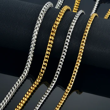 Timp Cubanez Legate în Lanțuri Colier Pentru Bărbați/Femei de Aur/Argint din Oțel Inoxidabil de Culoare Coliere en-Gros de 4MM/5MM Collier Collares