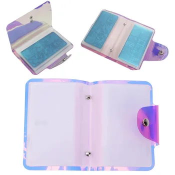 20Card Slot de Imprimare Șablon Card Holder,Țineți 6X12cm Printes Unghii Modele,Aurora Transparente Luminoase din Piele Manichiura Instrument