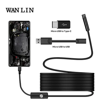 Camera endoscop 7MM/5.5 MM 3 în 1 USB IP67 rezistent la apa Cu 6 Led-uri de Puncte de Control Pentru Windows Macbook PC Android 2/1.5/1m Tip C