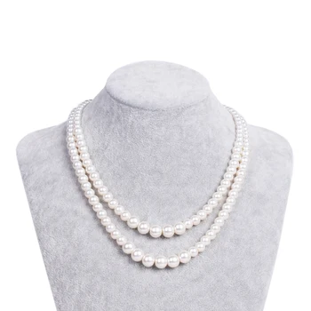 Curat 1940 sticlă colier de perle, de epocă, nunta a doi fildeș mireasa coliere, 1920 arta, stilul gatsby bijuterii.
