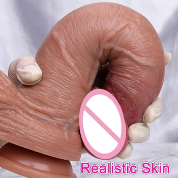 Realiste Mare Glandul Dublu de Silicon Vibrator Vaginal Masturbatori Penis Moale Erotic Jucarie Cadou pentru Femei Grosime G-spot Sex Anal Pula