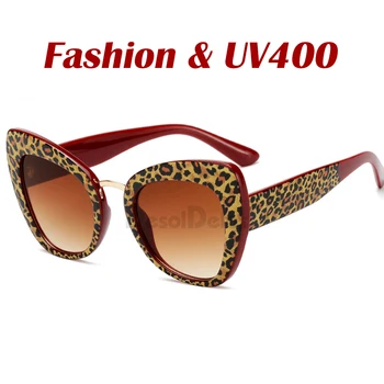 S367 Brand De Lux Ochelari De Soare Pentru Femei Supradimensionat Designer De Brand Mare Cadru Vintage Leopard Negru Cadru Ochelari De Soare Cateye Oculos