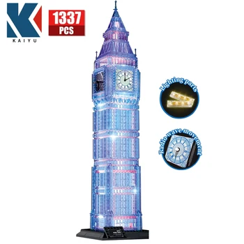 1337Pcs Orașului Lumina de Cristal din Londra Big Ben Blocuri LED Arhitectura de renume Mondial de Cărămizi de Jucărie de Învățământ pentru Copii Cadouri