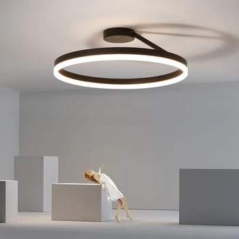 LED-uri moderne Restaurant Plafon Lumina Nordic Designer Simplu Singur Cerc Alb/Negru Lampa Plafon Dormitor Bucătărie de Iluminat Acasă