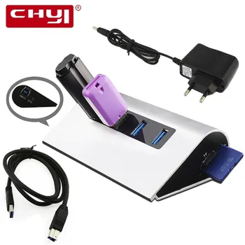 CHYI 4 Porturi USB 3.0 Hub mai Multe Expander HUB USB de Mare Viteză Splitter SD/TF Card Reader cu Adaptor Combo Pentru Laptop PC