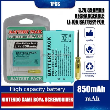 1BUC 3.7 V 850mAh baterie Reîncărcabilă Litiu-ion Baterie + Tool Pack Kit pentru Nintendo game Boy Advance GBA SP