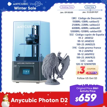 【Cele mai noi】Foton D2 ANYCUBIC Imprimantă 3D Printing Dimensiunea Comparație 5.9 inch Consum DLP 3D de Imprimare Dublu Algoritmi de Rășină Printer