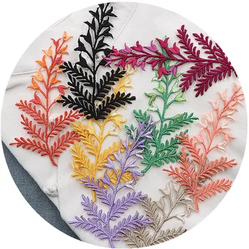 New Sosire Colorate Brodate cu Frunze Verzi Patch pentru Accesorii de Îmbrăcăminte Diy Decorative Coase pe Patch-uri Vintage Frunze Aplicatiile