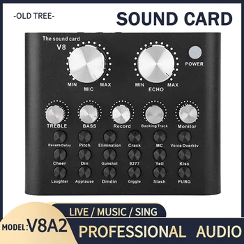 V8A2 Profesional Audio Live placa de Sunet Bluetooth Webcast Broadcast Studio de Înregistrare Cânte Performanță pentru Chitara Microfon Telefon pe Calculator