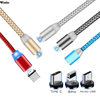 Magnetic Cablu iluminat 2.4 O Încărcare Rapidă Cablu Micro USB de Tip C Magnet Încărcător 1M Împletitură Cablu de Telefon pentru iPhone Xs Samsung Sârmă