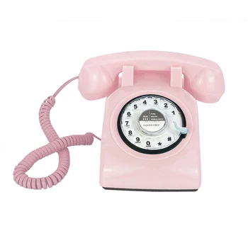 Pink Retro Telefon Clasic, Vintage, Cadran Rotativ Hands Free Telefon Fix pentru Acasa/Birou/Hotel, Antic Telefoane pentru Seniori Cadou