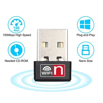 Mini Adaptor wireless USB Wi-Fi USB2.0 Adaptoare Free Driver Wi-Fi Dongle 150Mbps Card de Rețea Ethernet fără Fir Receptor pentru PC