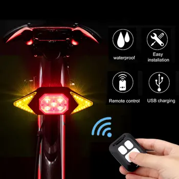 Biciclete inteligent de Cotitură Semnal Biciclete Coada lumina USB Reîncărcabilă de Biciclete din Spate Lumina de control de la Distanță Conduce LED Lampă de Avertizare