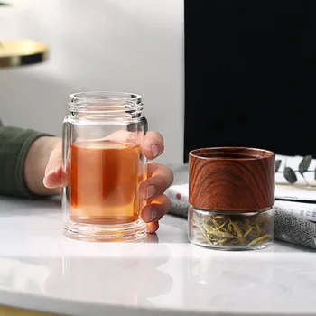 Oneisall Ceai Sticla De Apa De Călătorie Drinkware Portabil Dublu Perete De Sticlă Oțel Inoxidabil Ceai Infuser Filtre Filtru Pentru Ceai Pahar