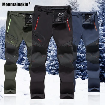 Mountainskin de Iarna Barbati Fleece Impermeabil Drumeții în aer liber Pantaloni Softshell Camping Drumetii Alpinism Formare Pantaloni 6XL VA640