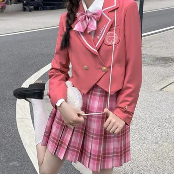 Liceu japonezi Sacou Portocaliu Roșu Haina Broderie Kawaii Topuri Student Cosplay Costum JK Femei Drăguț Costum Jachete Cardigan