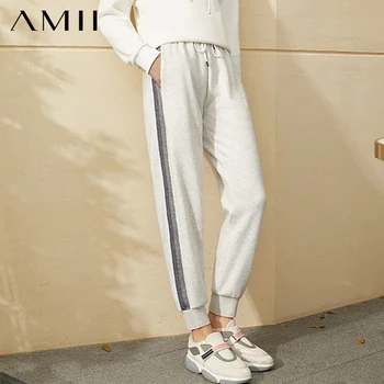 Amii Minimalism Moda de Iarnă de Iarnă, Pantaloni Sport de Cauzalitate Talie Elastic Fleece Mozaic Femei Pantaloni Pantaloni Femei 12030409