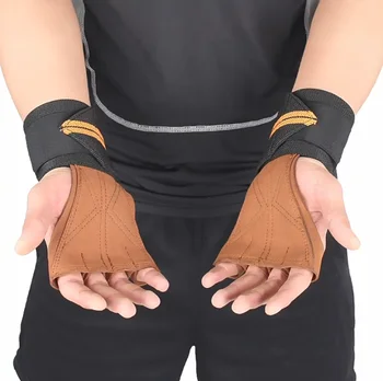 Sală de sport din piele Mănuși Cu Bracers Pull-up-uri de Ridicare de Gimnastică Crossfit Anti-Alunecare Curea Împachetări Suport de Palmier Tampoane de Protecție de Fitness