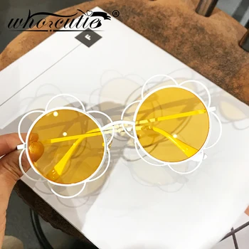 CINE CUTIE de Metal de Flori ochelari de Soare Femei Cadru Rotund 2019 Brand de Lux Design Vintage Retro Chic de ochelari de soare Ochelari de Soare Femei S026