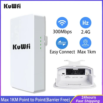 KuWFi 2.4 Ghz 300Mbps în aer liber, Wifi Router Puternic Repetor fără Fir Long Range Extender Wireless Bridge 1KM de la punct la Punct