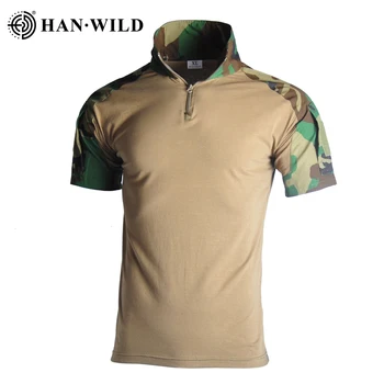 HAN SĂLBATICE de Camuflaj, Tricou Tactice T-Shirt pentru Bărbați Mâneci Scurte Armata Broasca Costum de Luptă T-shirt Militare de Vară T-shirt pentru Bărbați de Mari Dimensiuni