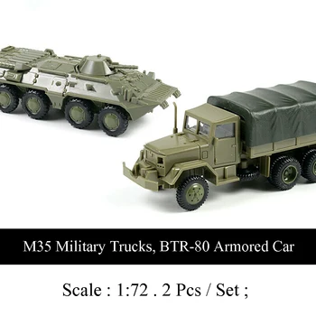 2 buc/Set M35 Camion Militar și BTR-80 de Mașini Blindate 1:72 Scară Figura de Acțiune Rezervor de Mini Modelul Asamblat masini Grele de Colecție